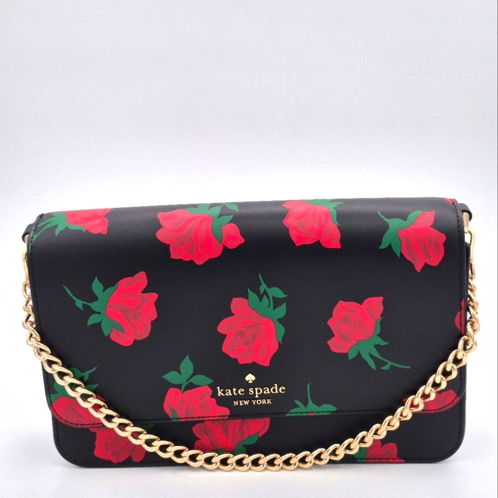 Kate Spade Madison Rose Toss Printed Flap Crossbody.
